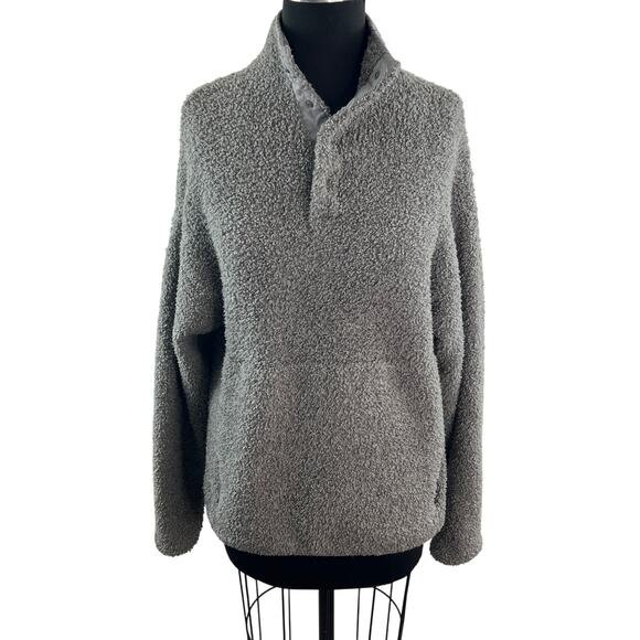SKIMS Gray Sweatshirt Fuzzy Sherpa Collared Snap-Button Size S/M Small/Medium - Picture 1 of 8